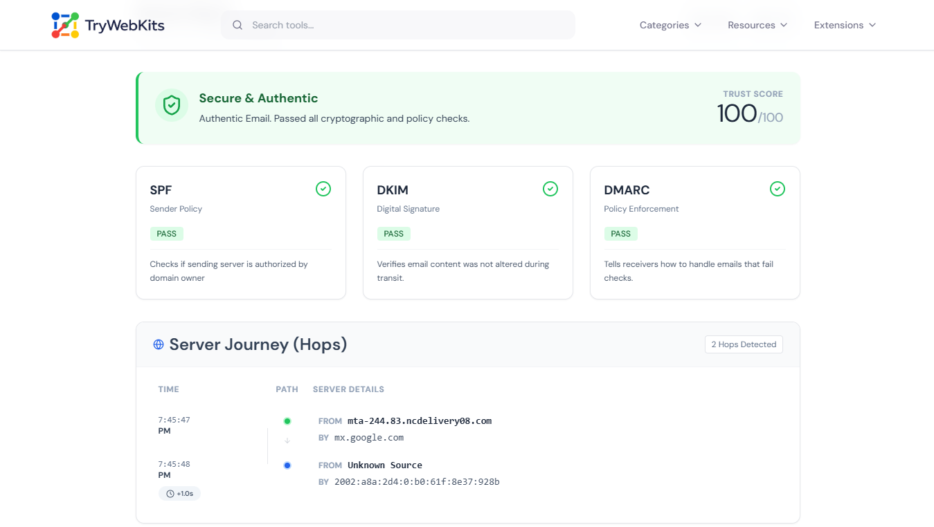 Email Header Analyzer Preview