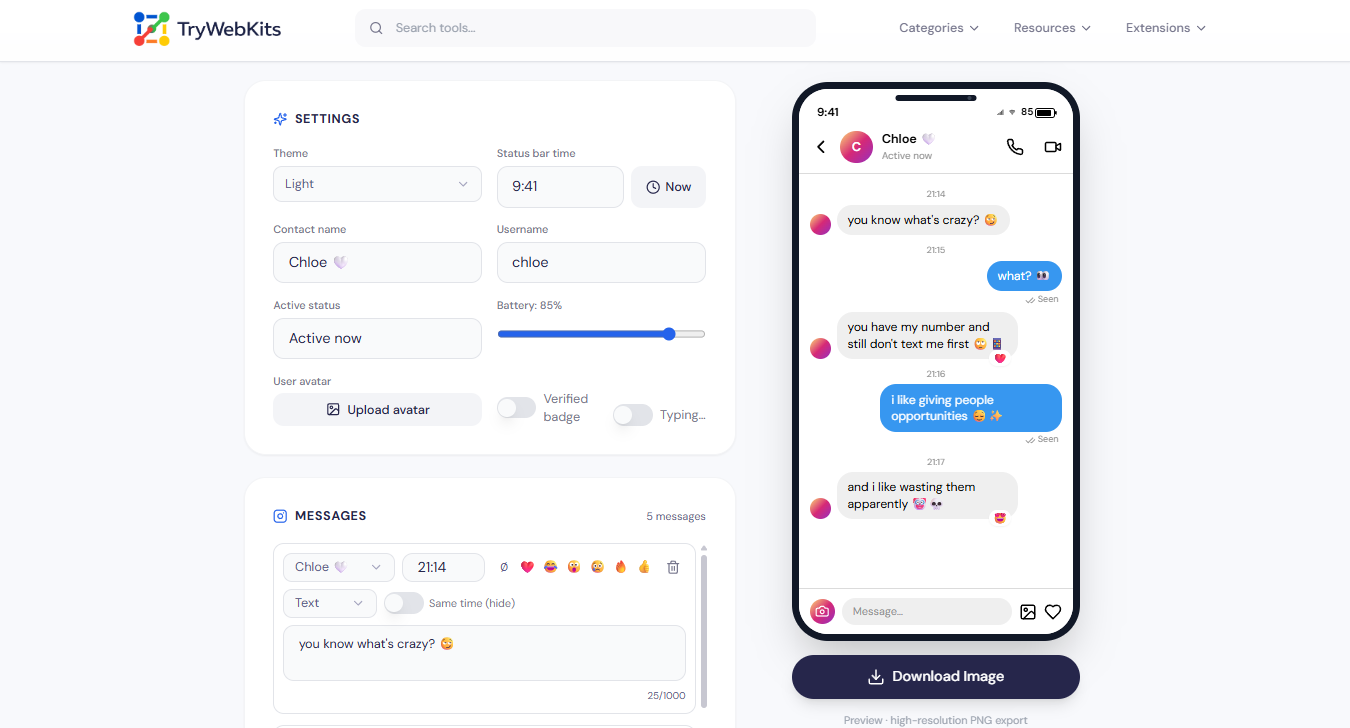 Instagram DM Generator preview