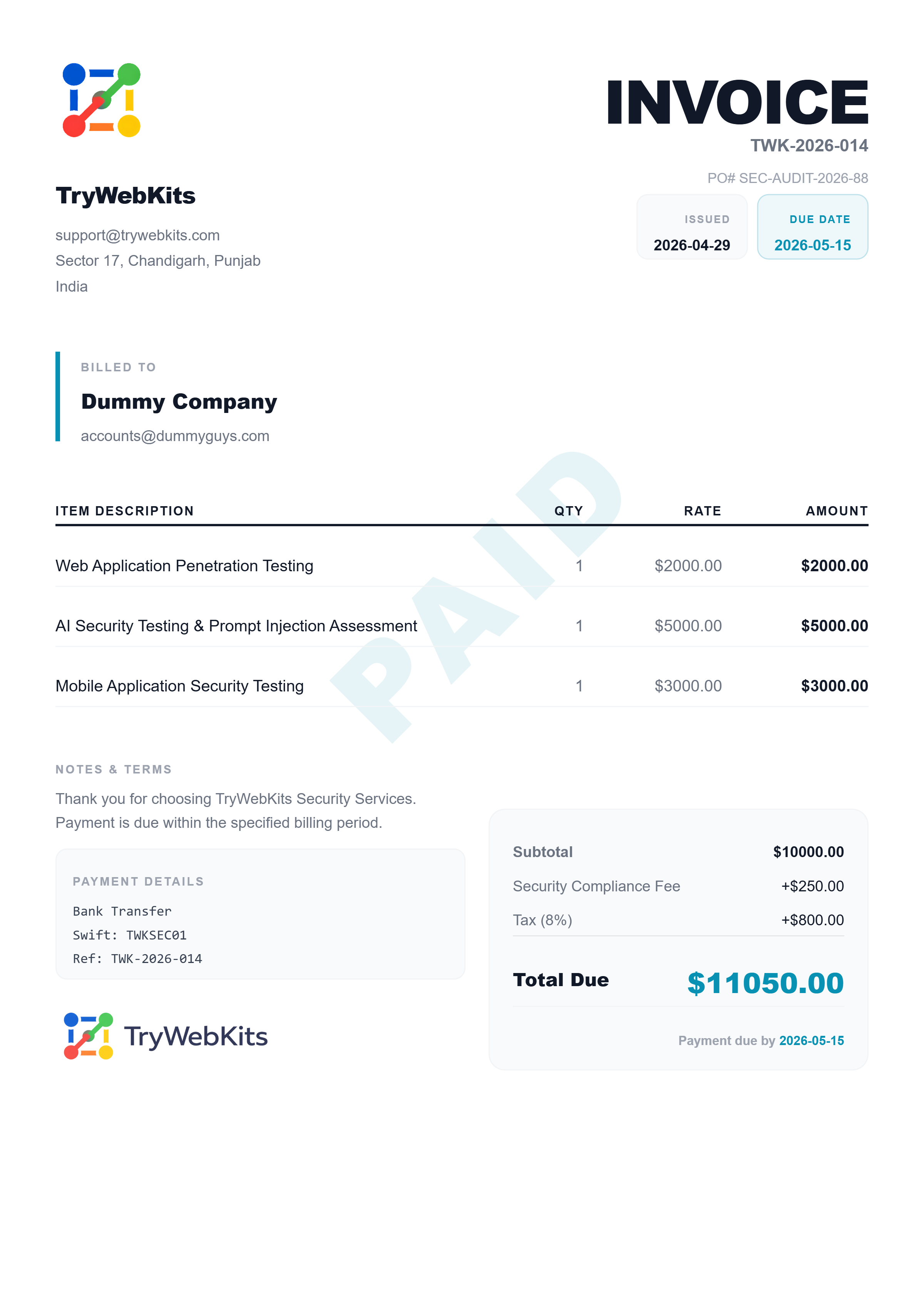 Free Invoice Generator Preview