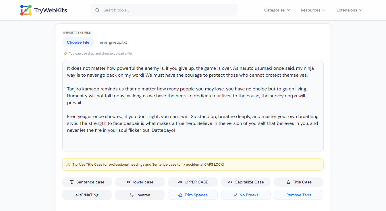 Text Case Converter Preview