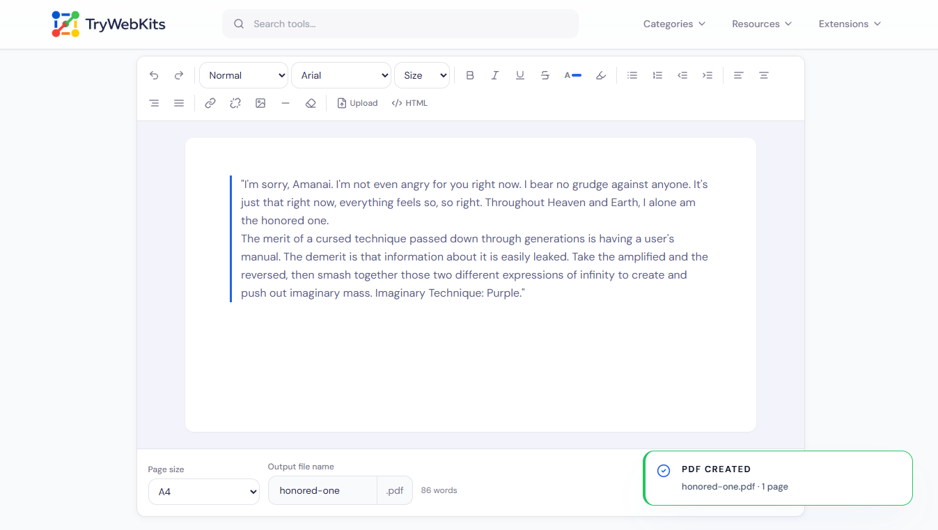 Text to PDF Converter preview