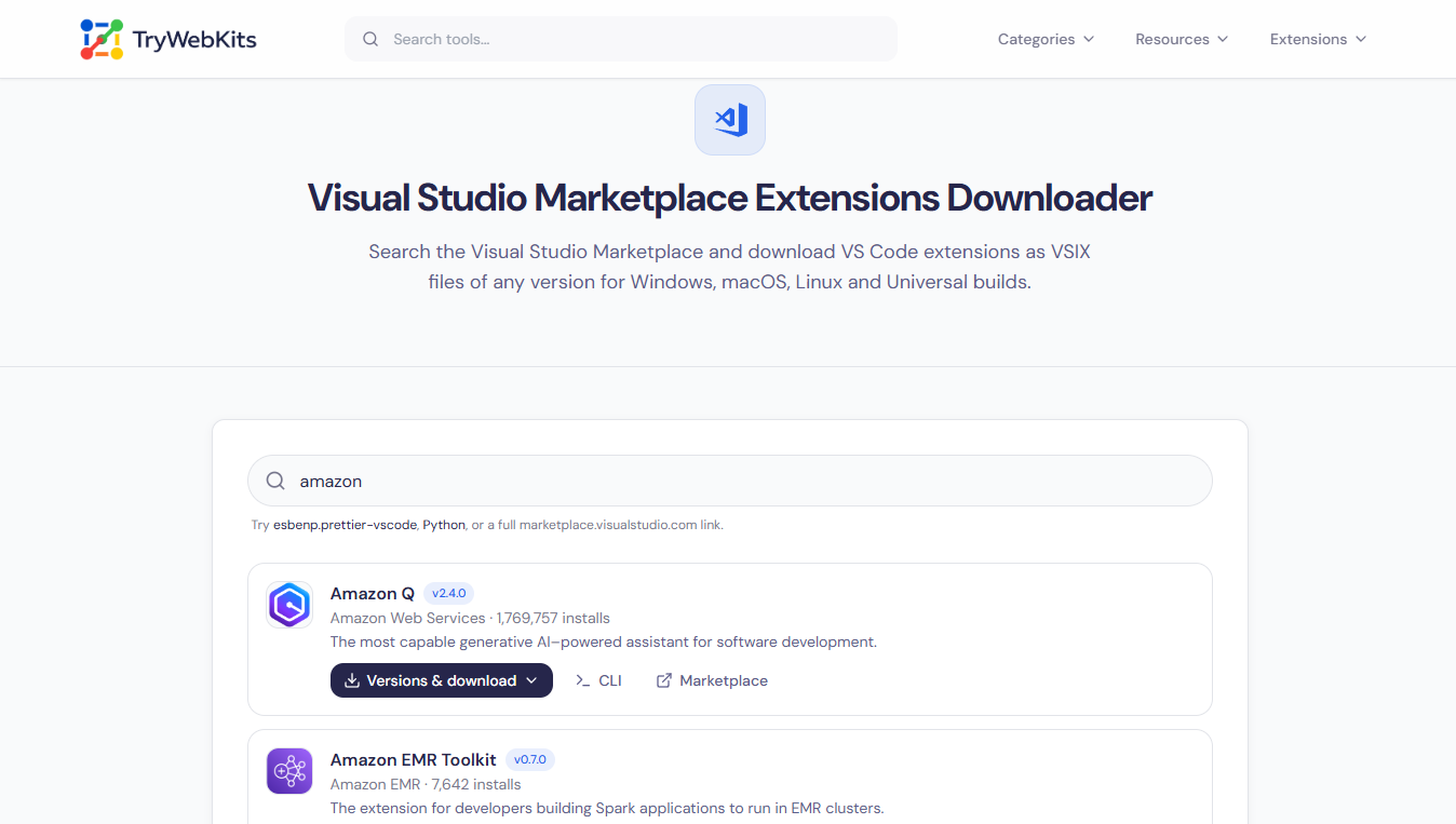 VSIX Downloader preview